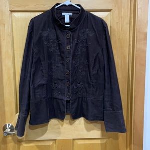 Envision studio brown embroidered corduroy jacket